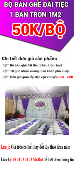 Cho thuê bộ bàn đãi tiệc