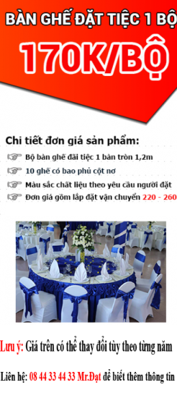 Cho thuê bàn ghế đặt tiệc