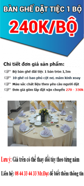 Cho thuê bàn ghế đặt tiệc tròn